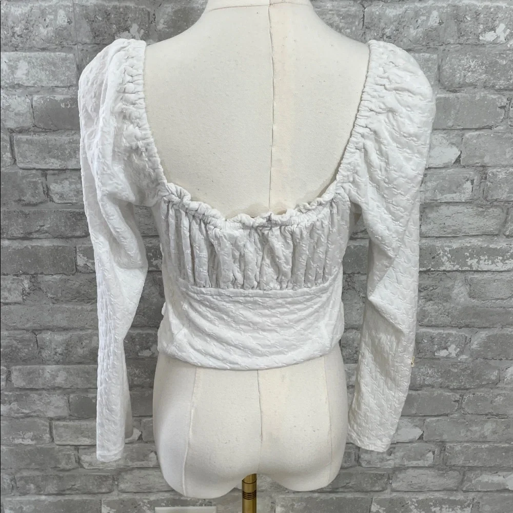 Free People White Ladybug Long Sleeve textured bustier top